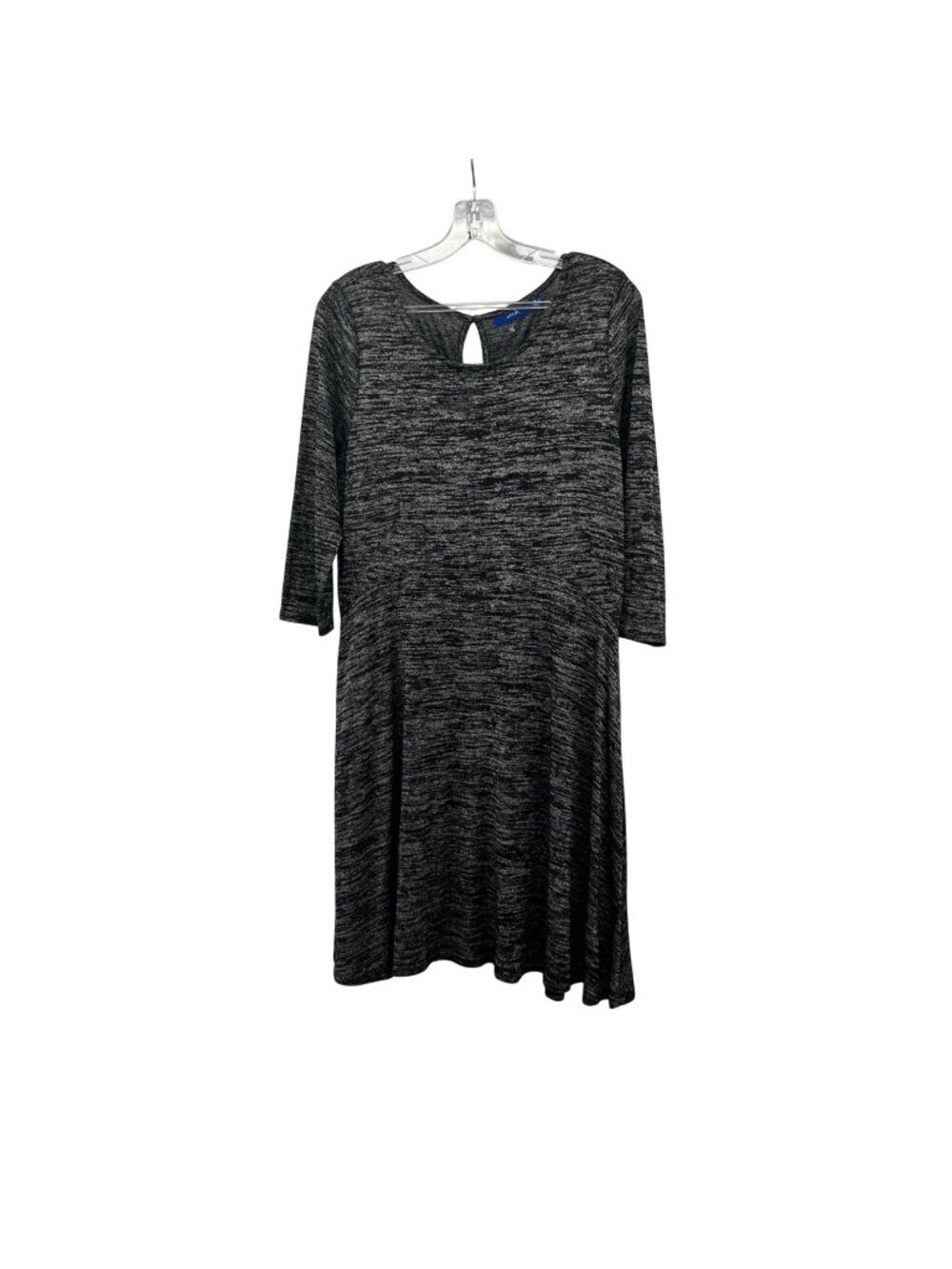 Apt. 9 Womens Sweater Dress A-Line 3/4 Sleeve Black/Gray Size Large Keyhole